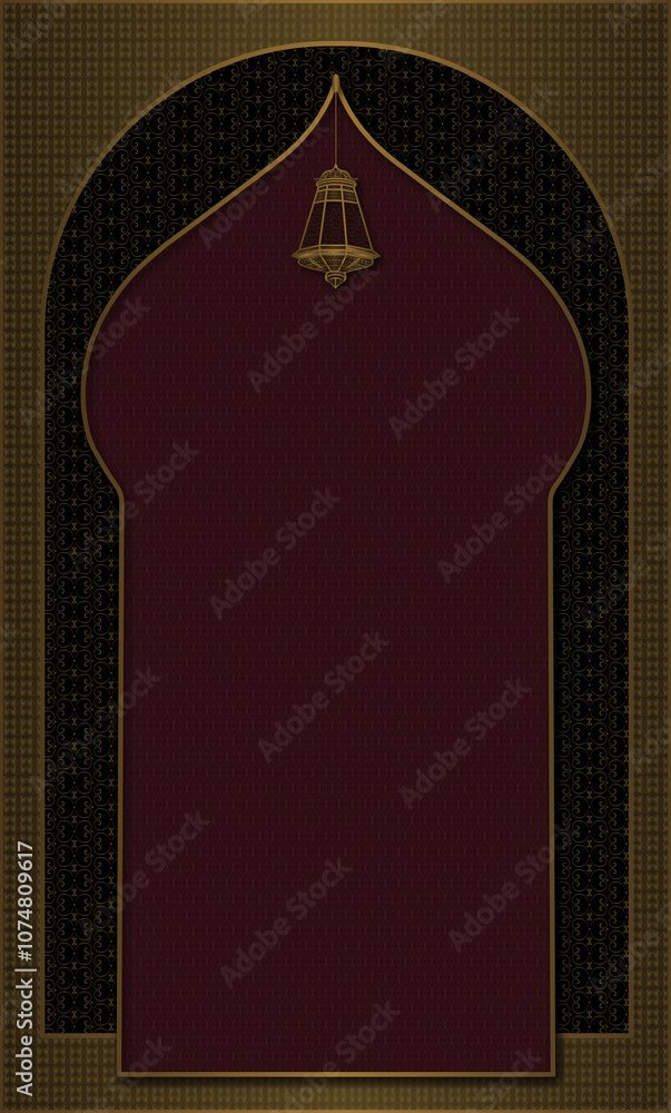 Fototapeta premium Islamic prayer mat design. Ramadan celebration greeting card.