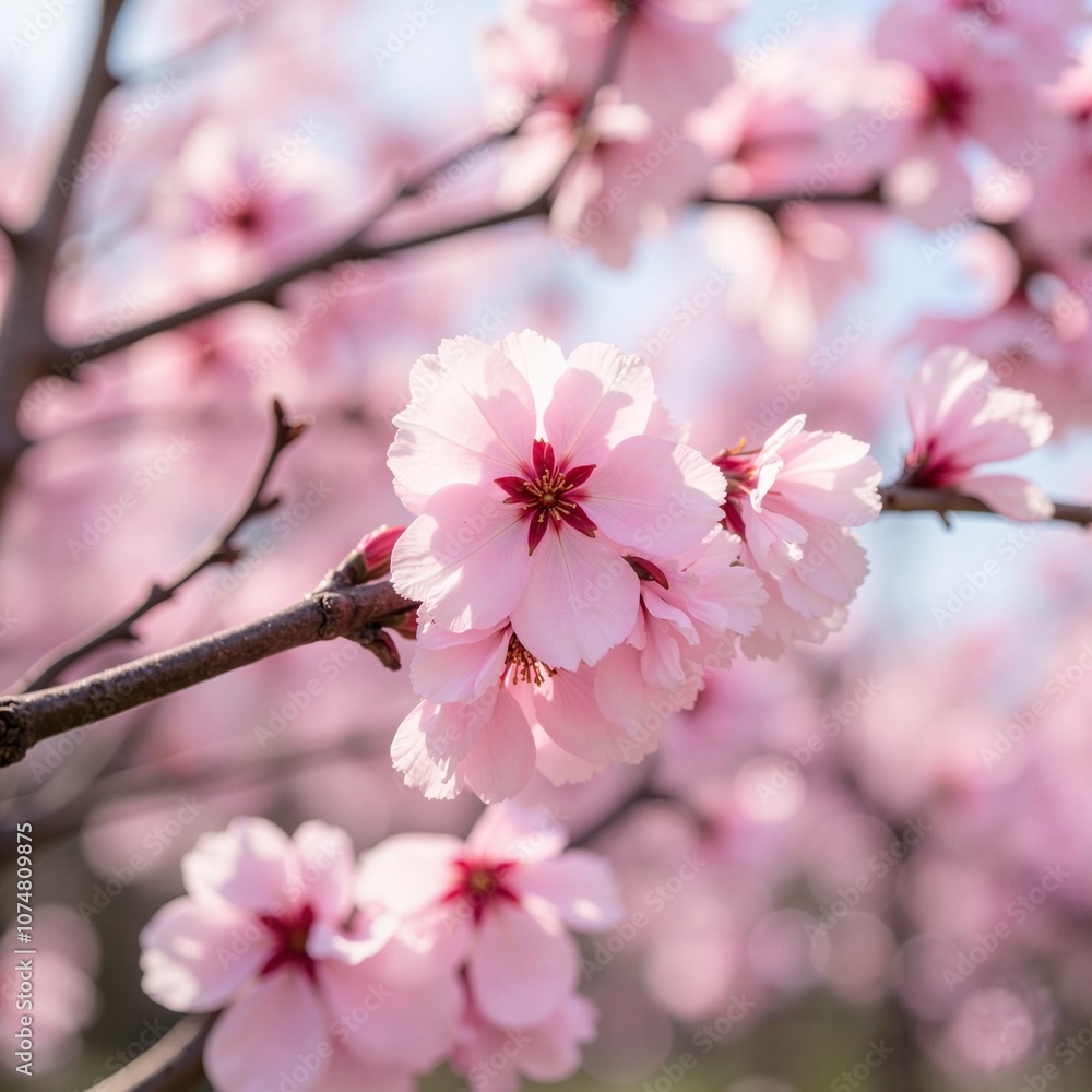 Fototapeta premium Close-Up of Pink Cherry Blossom Flowers in Spring