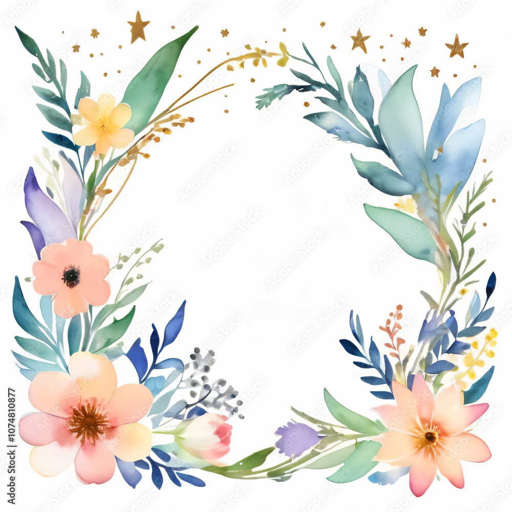 Obraz premium Blank wedding card adorned with floral illustrations.