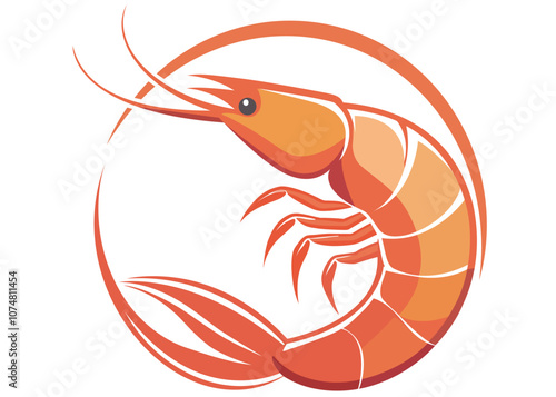 colourful vector illustration shrimp logo creative icon on white background