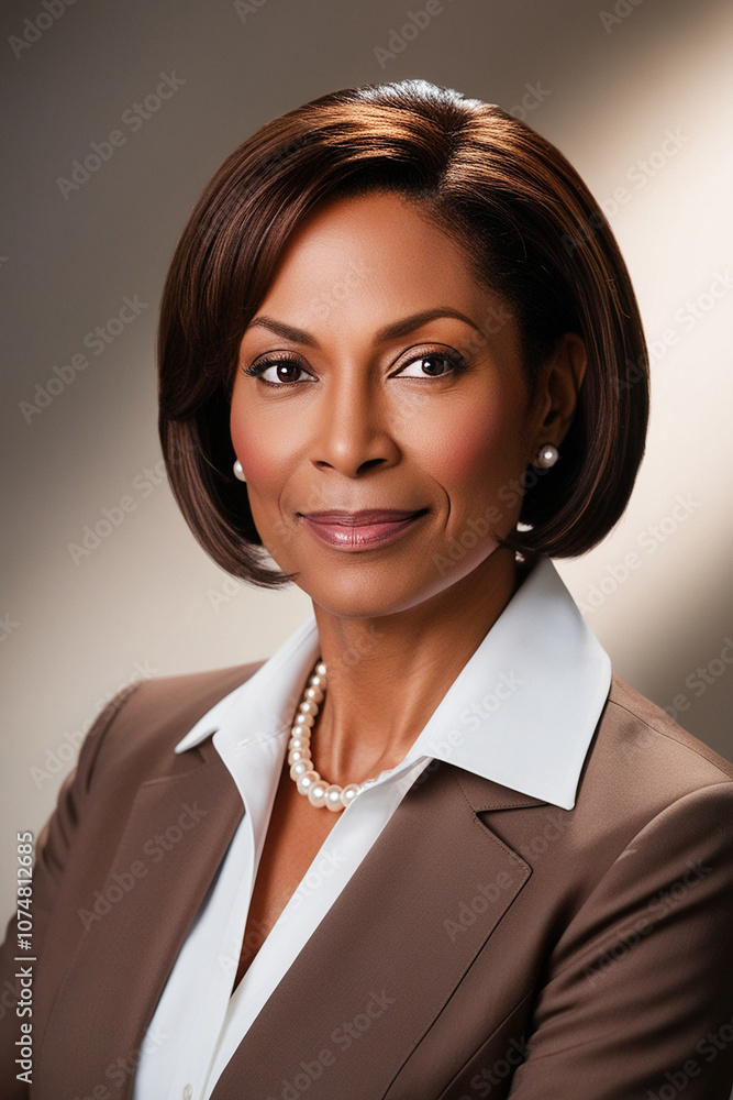 A portrait of a confident businesswoman in a suit A portrait of a confident businesswoman in a suit