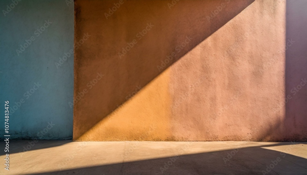 colour cement wall room with sunlit shadows colour cement wall room with sunlit shadows