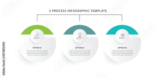 Design template infographic element with 3 step line connected and circle concept, vector diagram suitable for business information and web presentation 