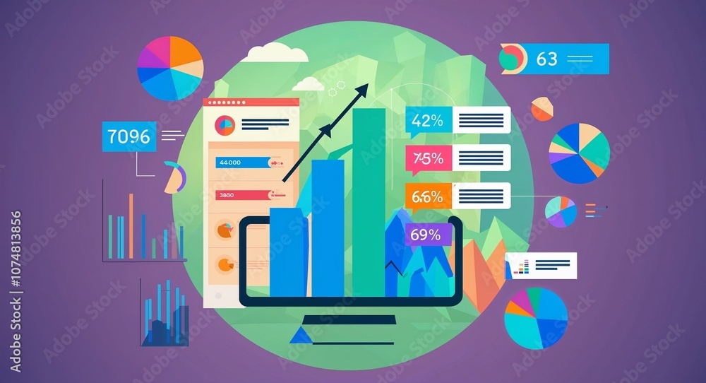 Data visualization and charts in illustration background Data visualization and charts in illustration background