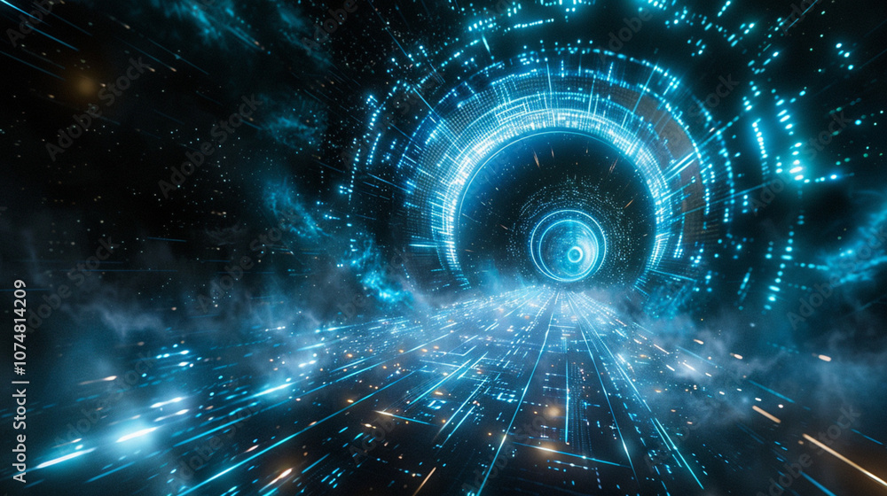 Obraz premium Futuristic Perspective with Digital Grid Elements