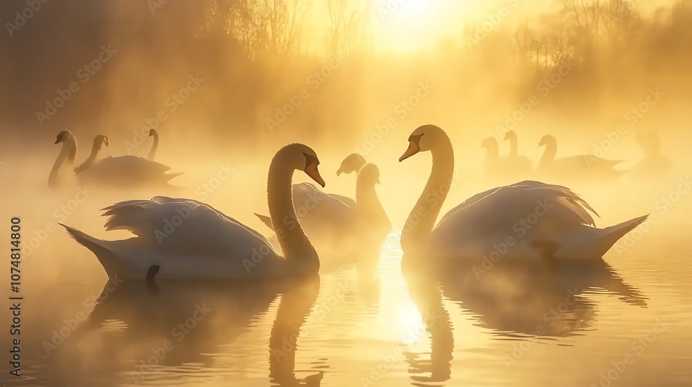 Fototapeta premium a swan is on the water