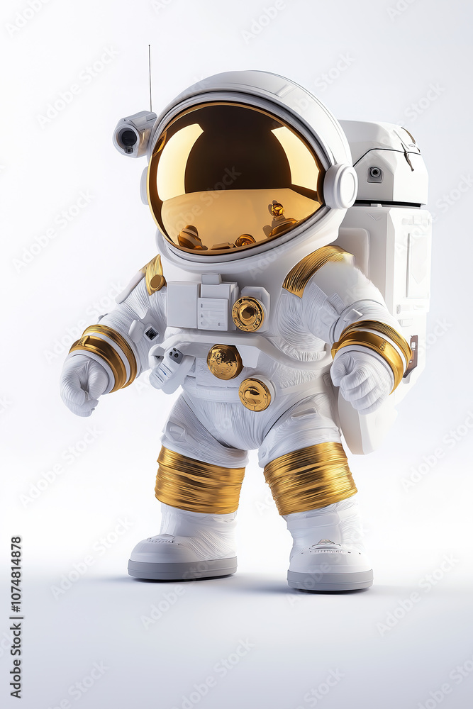An astronaut isolated on a white background, 3d cartoon illustration