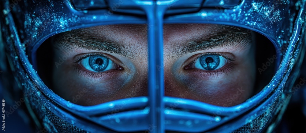 Hockey Player's Determined Gaze Hockey Player's Determined Gaze