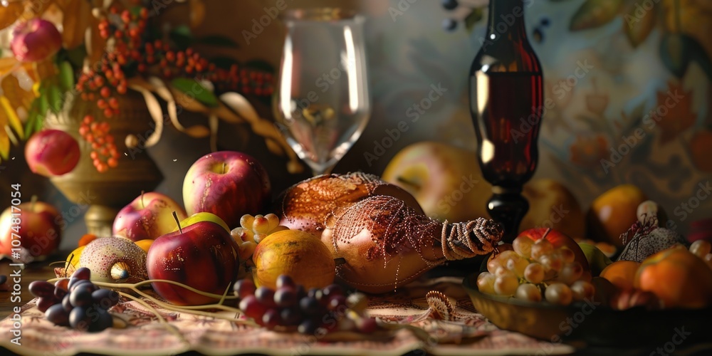 Fruit and Wine Table Setting Fruit and Wine Table Setting