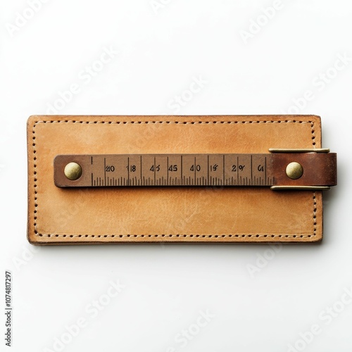 Wallpaper Mural Leather ruler holder with brass rivets. Torontodigital.ca