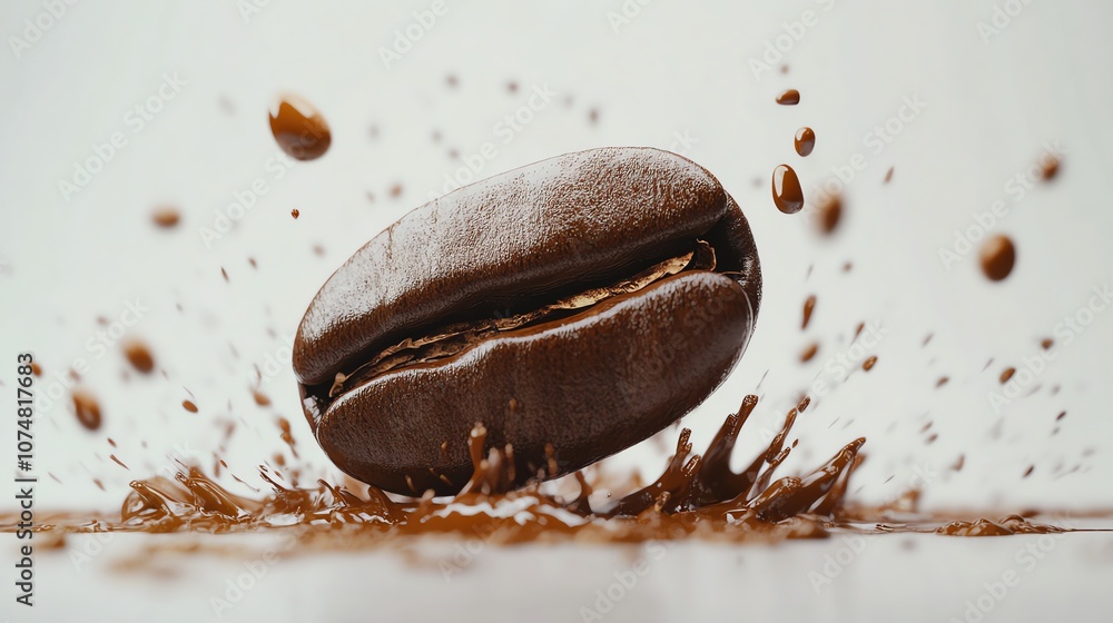 coffee beans and coffee water on a white background coffee beans and coffee water on a white background