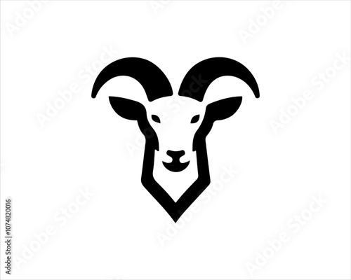 Silhouette Goat Logo Design Icon Symbol Vector Template. Black Goat Head Logo Vector Illustration 