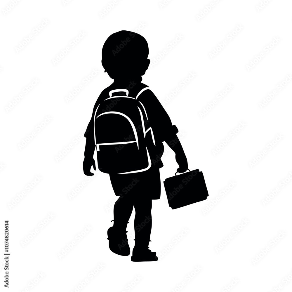 a vector silhouette of a young child standing, viewed from behind a vector silhouette of a young child standing, viewed from behind