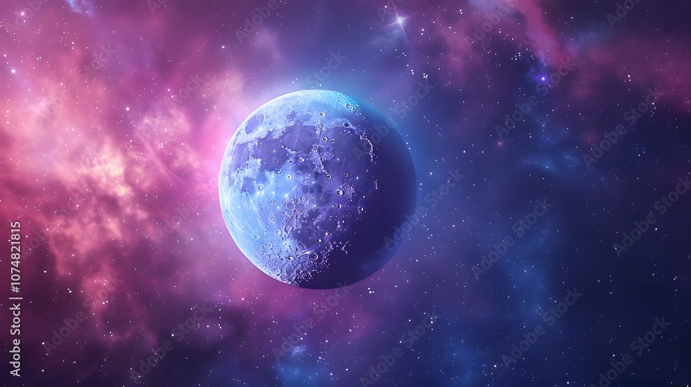 Midnight Cosmos: Abstract Science Illustration of the Moon and Twilight Midnight Cosmos: Abstract Science Illustration of the Moon and Twilight