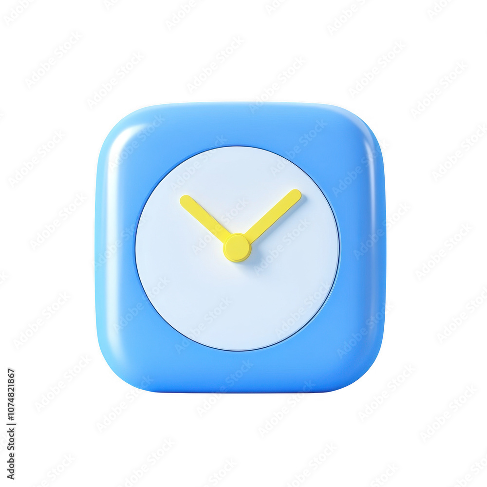 Minimalist Blue Square Clock with Yellow Hands Minimalist Blue Square Clock with Yellow Hands