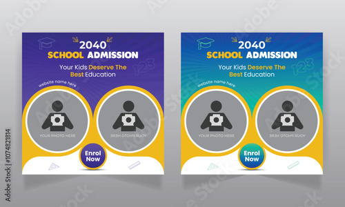 School admission social media post and back to school promotion web banner template