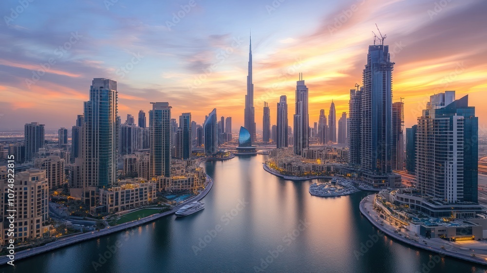 Obraz premium High-rise futuristic architecture with sleek, towering designs that dominate the skyline