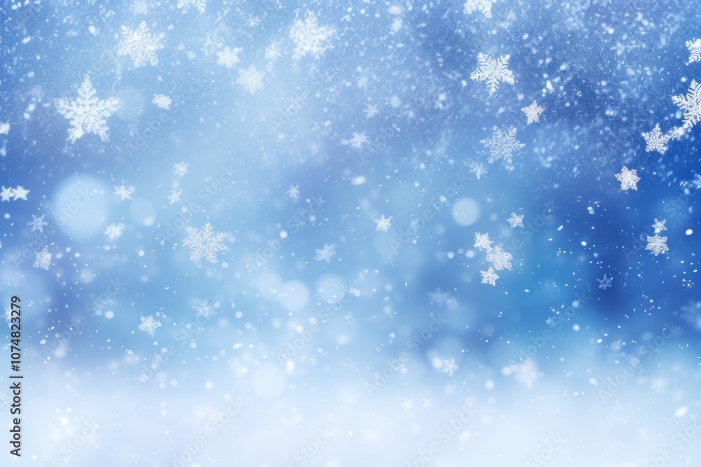 Bokeh light snowflakes background white blue. Bokeh light snowflakes background white blue.