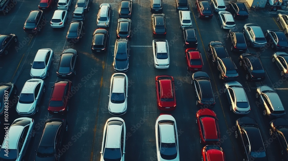 Fototapeta premium Aerial View of Parked Cars