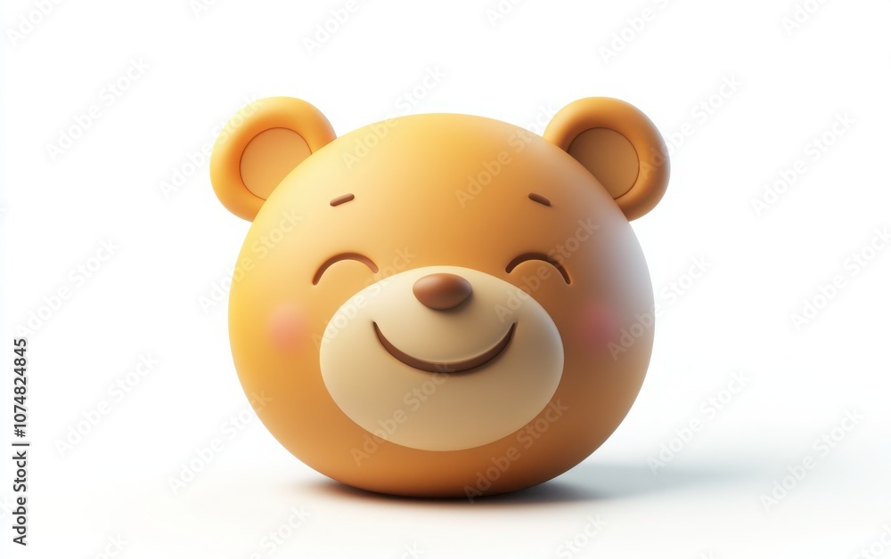 A 3D cartoon emoji of a happy bear face with round ears and a soft expression, conveying warmth and coziness on a white background A 3D cartoon emoji of a happy bear face with round ears and a soft expression, conveying warmth and coziness on a white background