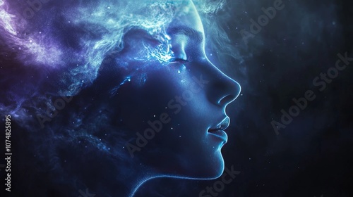 Ethereal Portrait in Cosmic Light and Color