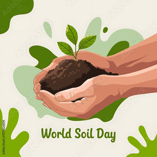 World Soil Day Hands Supporting Seedling in Soil to Encourage Environmental Care and Agricultural Awareness photo