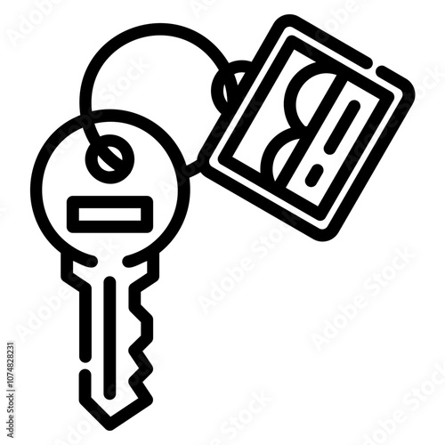 keychain house. vector single icon with a dashed line style. suitable for any purpose. for example: website design, mobile app design, logo, etc.