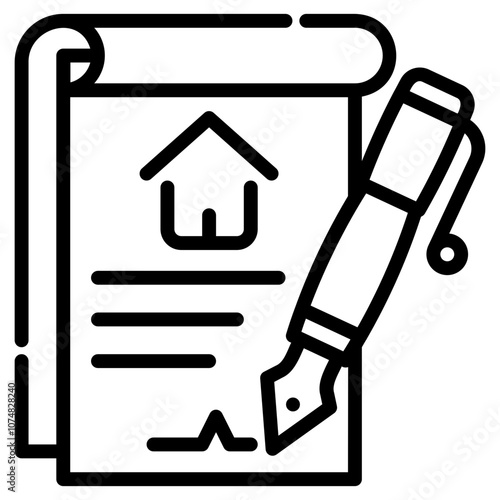 mortgage document. vector single icon with a dashed line style. suitable for any purpose. for example: website design, mobile app design, logo, etc.