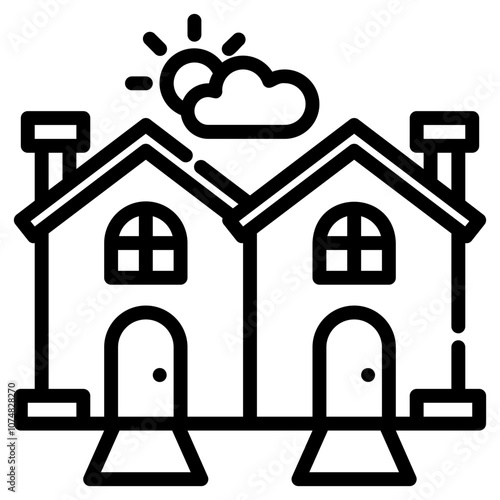 neighborhood house. vector single icon with a dashed line style. suitable for any purpose. for example: website design, mobile app design, logo, etc.