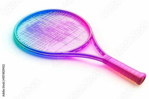 Colorful tennis racket isolated on white.