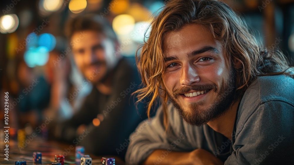 Fototapeta premium Smiling Man with Long Hair