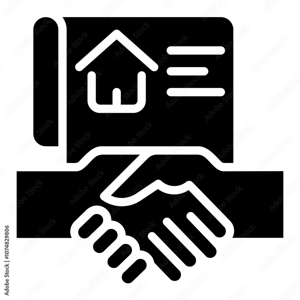 Obraz premium deal document handshake. vector single icon with a solid style. suitable for any purpose. for example: website design, mobile app design, logo, etc.