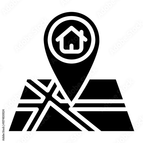 map pin house. vector single icon with a solid style. suitable for any purpose. for example: website design, mobile app design, logo, etc.