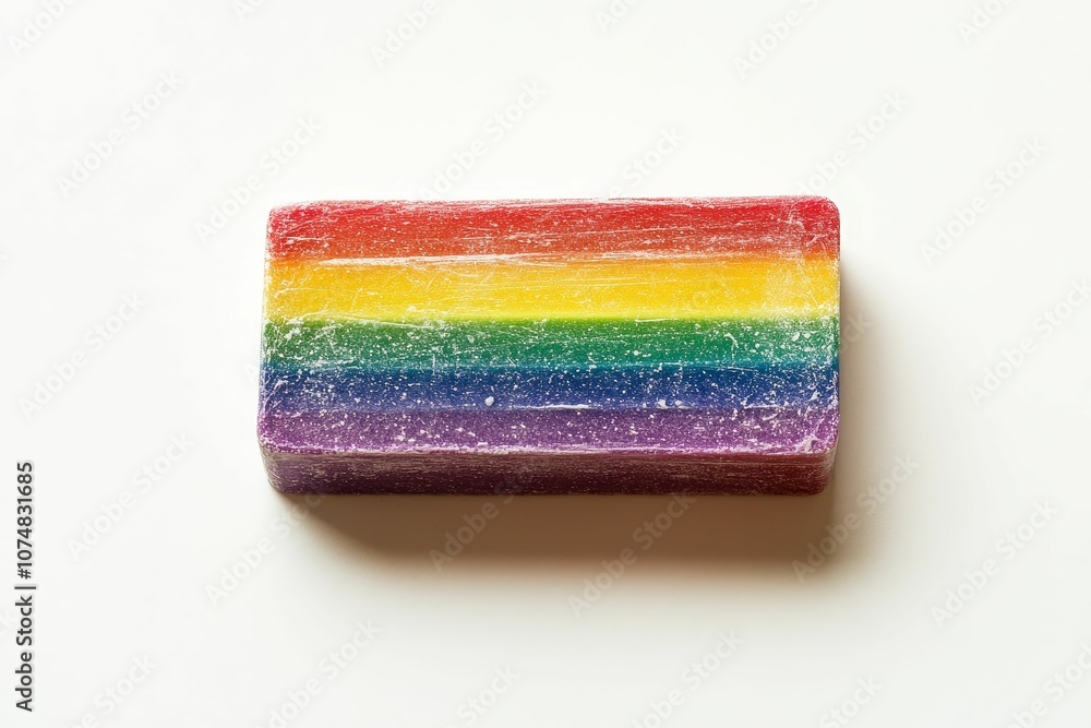 Rainbow soap bar on white background. Rainbow soap bar on white background.