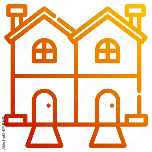 townhouse. vector single icon with a dashed line gradient style. suitable for any purpose. for example: website design, mobile app design, logo, etc.