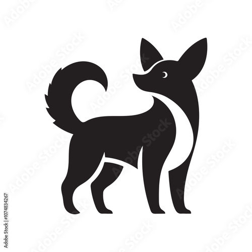 Dog collection, sticker,  Dog outline , Sitting dog silhouette vector, icon, symbol isolated on white background.