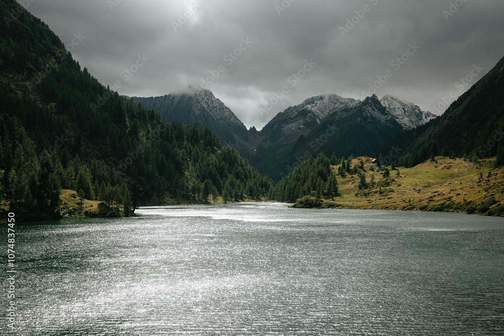 Alpine mountain scenery with lakes and peaks in Lungau, Salzburger Land, Austria