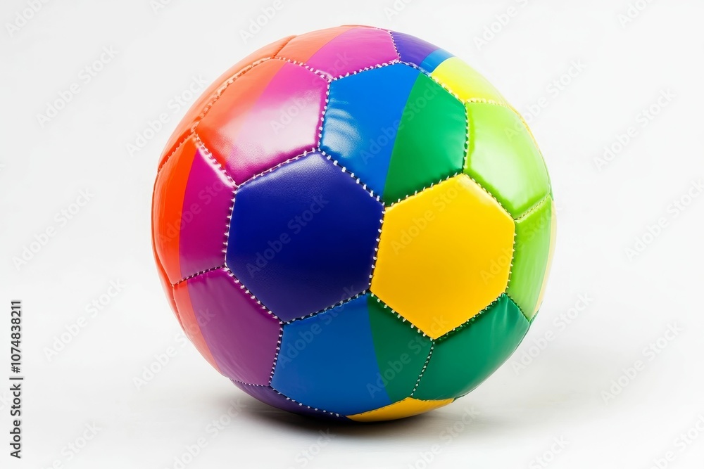 Rainbow-colored soccer ball on white background. Rainbow-colored soccer ball on white background.
