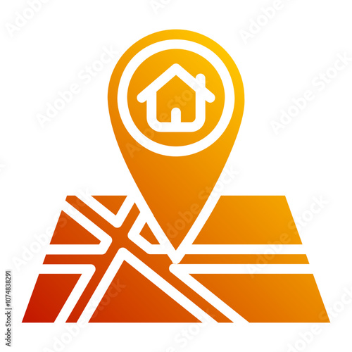 map pin house. vector single icon with a solid gradient style. suitable for any purpose. for example: website design, mobile app design, logo, etc.