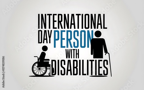 Typography design International Day of Persons with Disabilities silhouette vector style with white background photo