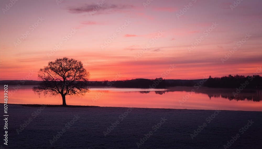 Golden Tranquility Lake at Sunset Golden Tranquility Lake at Sunset