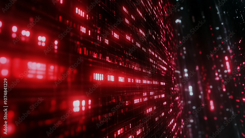 Intense Cyberspace: Red and Black Data Stream Representing Cyber Attack Intense Cyberspace: Red and Black Data Stream Representing Cyber Attack
