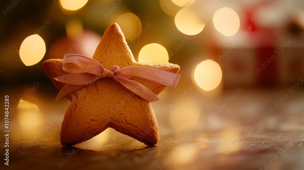 Festive gingerbread star with ribbon for holiday decor and baking inspiration Festive gingerbread star with ribbon for holiday decor and baking inspiration