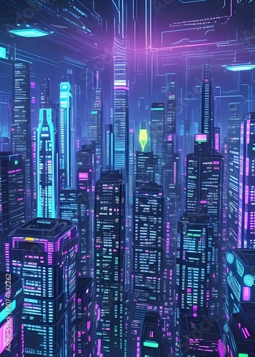 cyberpunk themed futuristic city, generativeai photo