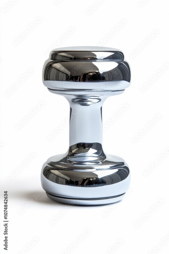A shiny chrome dumbbell isolated on white. A shiny chrome dumbbell isolated on white.