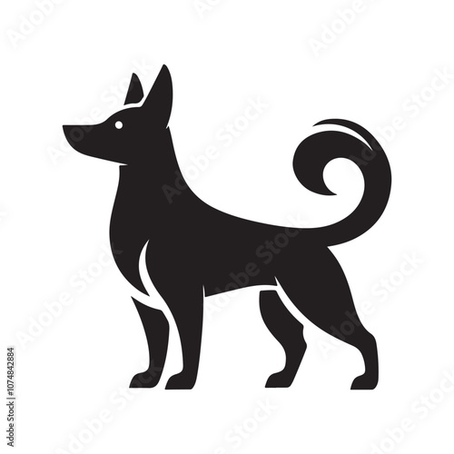 Dog collection, sticker,  Dog outline , Sitting dog silhouette vector, icon, symbol isolated on white background.