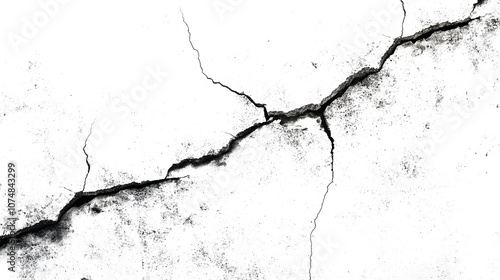 Abstract cracked concrete texture on a transparent background. isolated background.