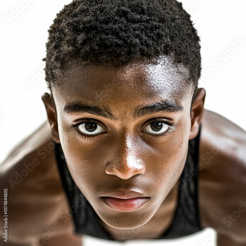 Close up of a young man's face.