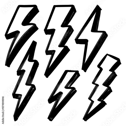 Doodle sketch style of electric lightning bolt symbol vector illustration for concept design.