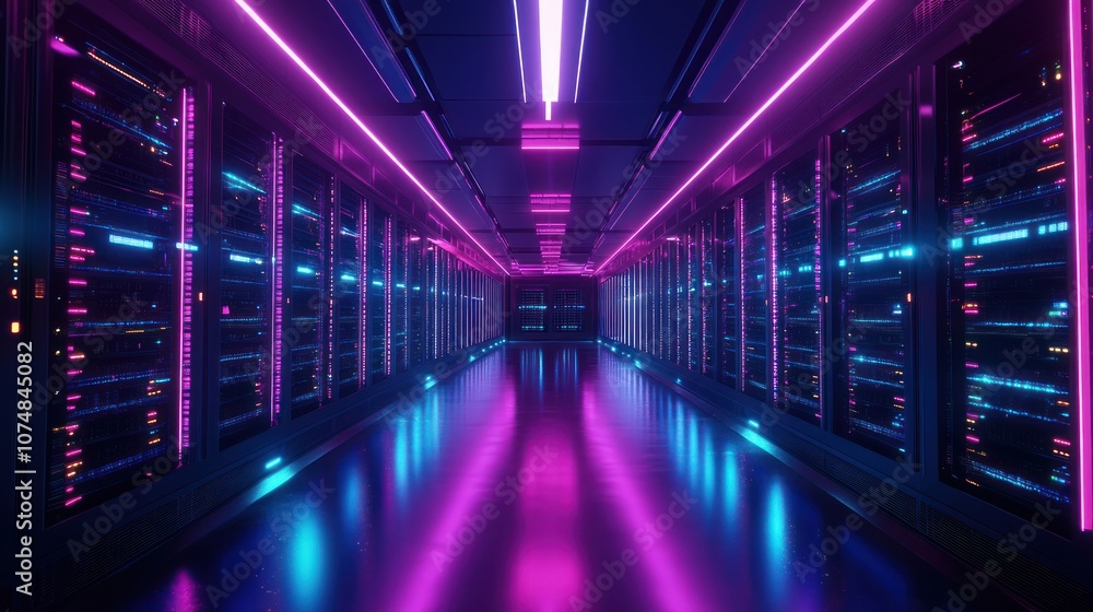 Neon Lit Server Room Neon Lit Server Room